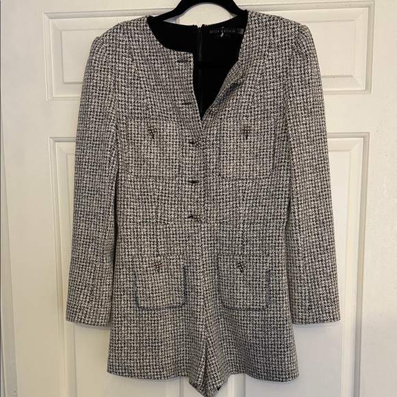 Women's Black and White Tweed Jacket - Picture 1 of 5